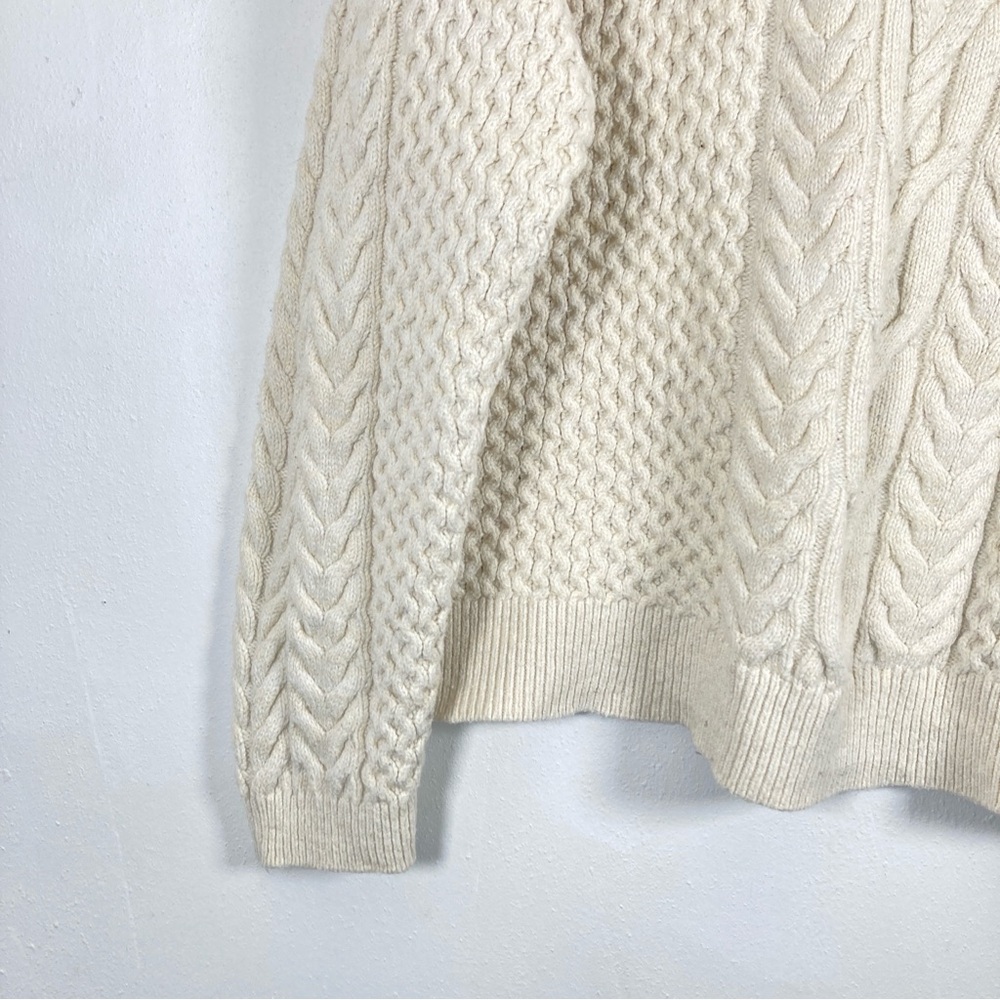 Nili Lotan Cream Cable Knit Crewneck Sweater - Picture 7 of 14